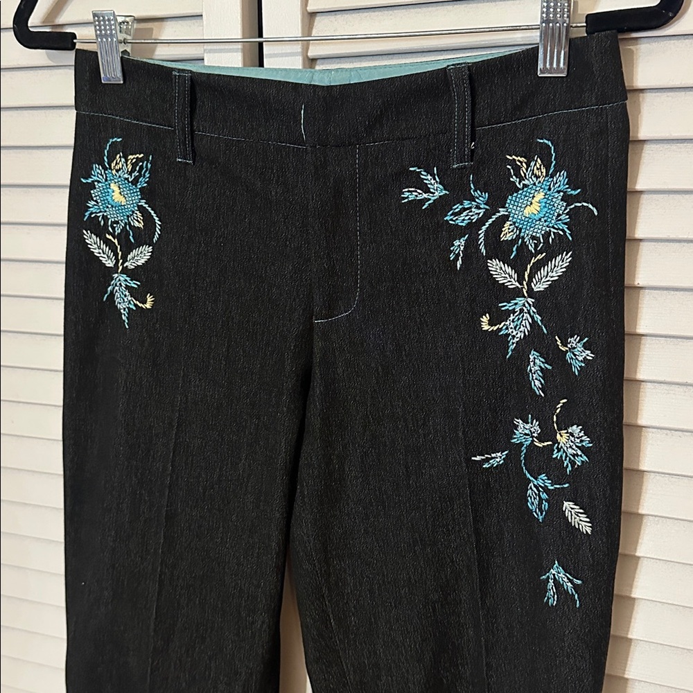 Y2K Vertigo Paris Embroidered Denim Pants Jeans! Size 4 Made in France